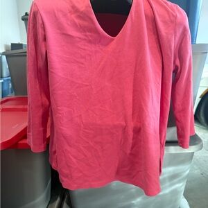 Women's Pink V-Neck Long Sleeve Top p12